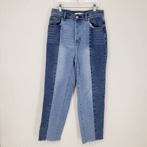 Pacsun Two Tone High Rise Straight Leg Jeans 26‎ Color Block Cotton Blue